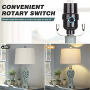 Rinweey Farmhouse Table Lamps Set of 2 with Nightlight, Coastal Bedside Lamps with USB A+C Ports & AC Outlet, Blue Vintage Nightstand Lamps for Bedroom Living Room