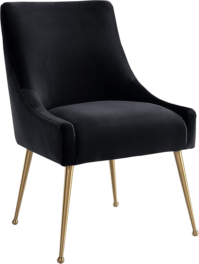 The Beatrix Collection Modern Style Living Room Velvet Upholstered Side Chair, Navy