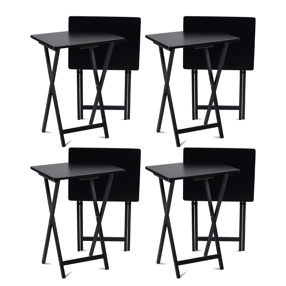 Black Wooden Folding TV Tray Tables - Portable Snack Table Set (2–10 pcs)
