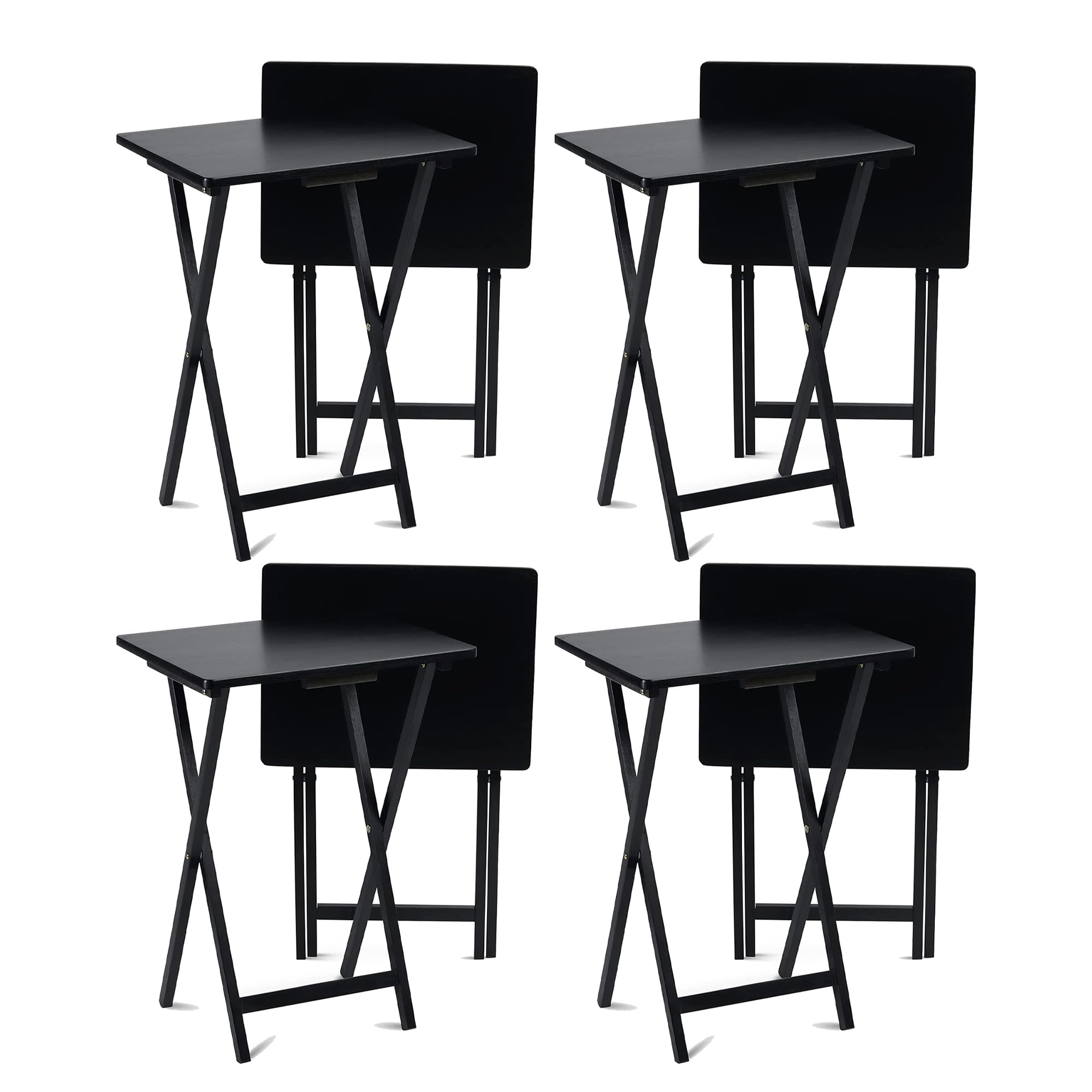 Black Wooden Folding TV Tray Tables - Portable Snack Table Set (2–10 pcs)