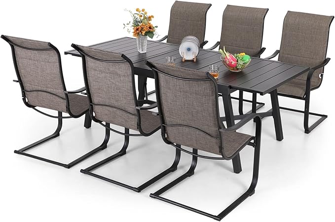 9 PCS Patio Dining Set, Outdoor Table and Chair Set with 8 Swivel Dining Chair