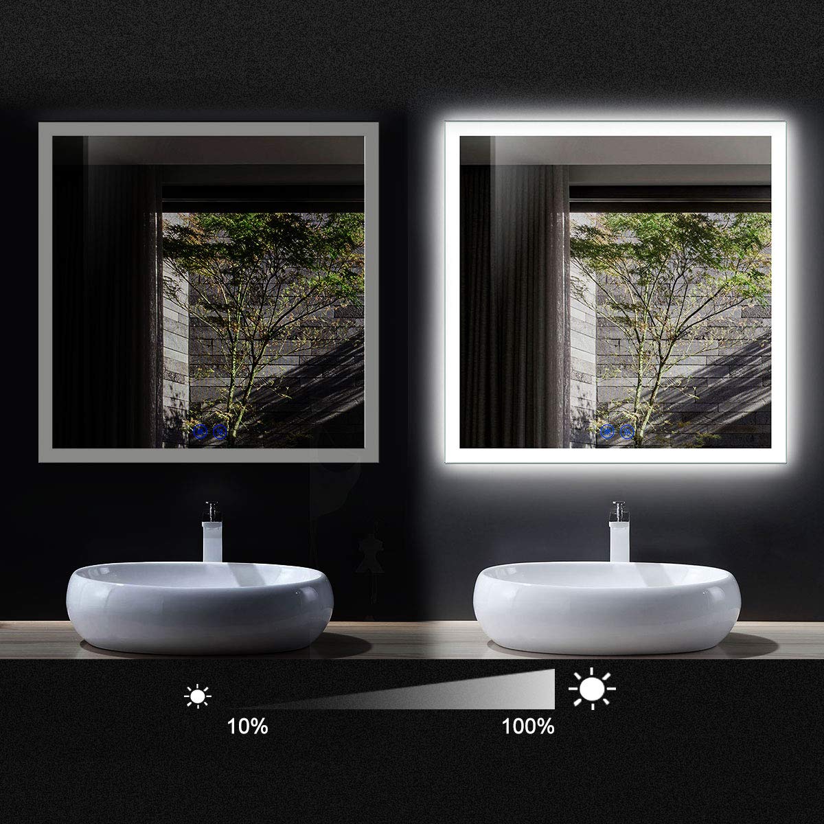 LED Bathroom Mirror, Antifog Wall Mounted Lighted Vanity Mirror