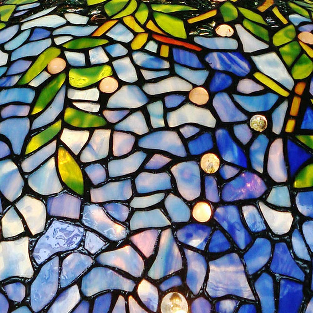 HT Tiffany Style Hanging Pendant Lamp 20 Inch Wide Wisteria Stained Glass Lampshade 3-Light Traditional Handmade Chandelier Ceiling Decor for Kitchen Restaurant Corridor Bedroom Living Room Bar