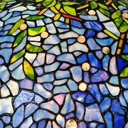 HT Tiffany Style Hanging Pendant Lamp 20 Inch Wide Wisteria Stained Glass Lampshade 3-Light Traditional Handmade Chandelier Ceiling Decor for Kitchen Restaurant Corridor Bedroom Living Room Bar