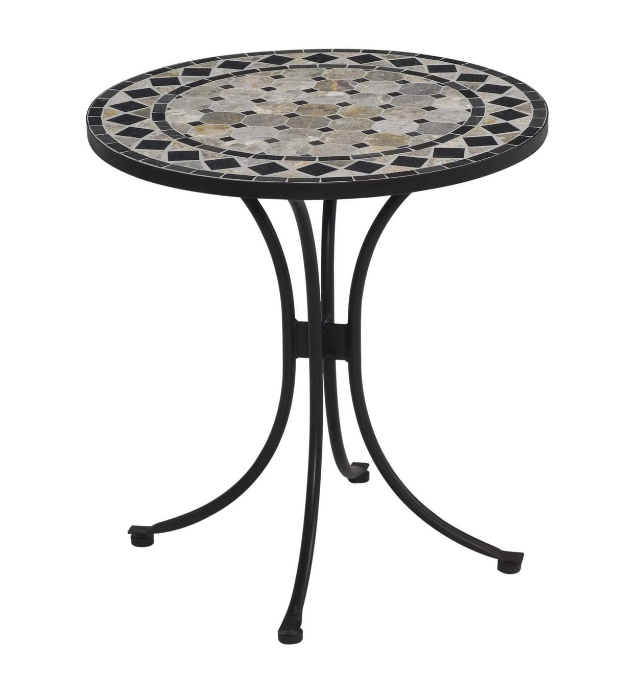Laguna Black Outdoor Bistro Table with Marble Tile Top