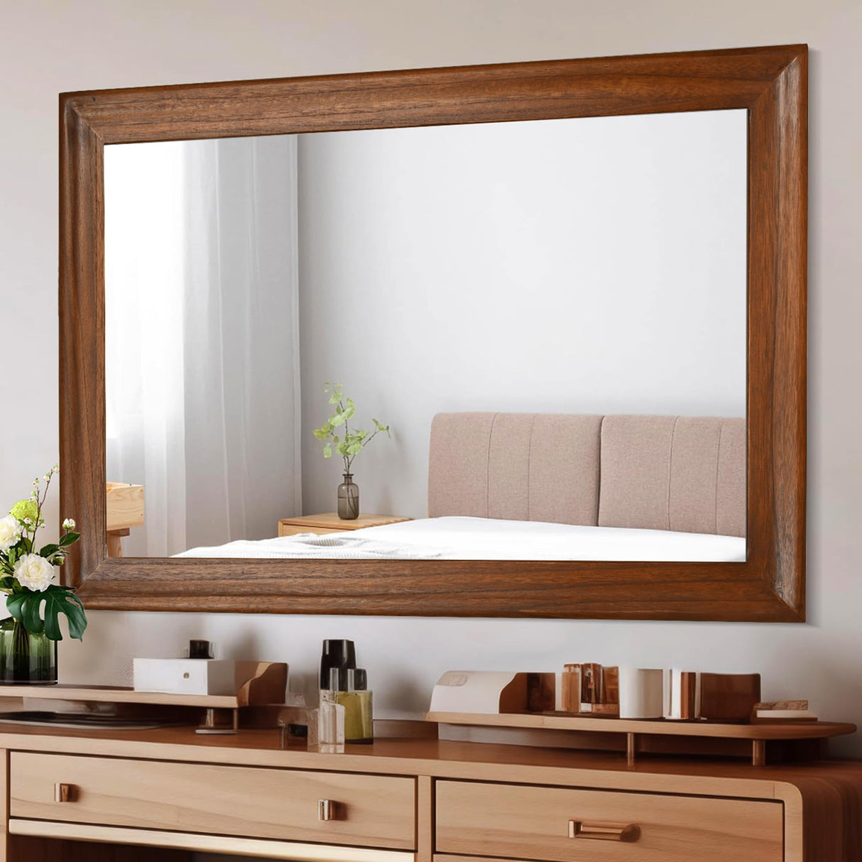 Solid Wood Framed Rectangle Bathroom Mirrors