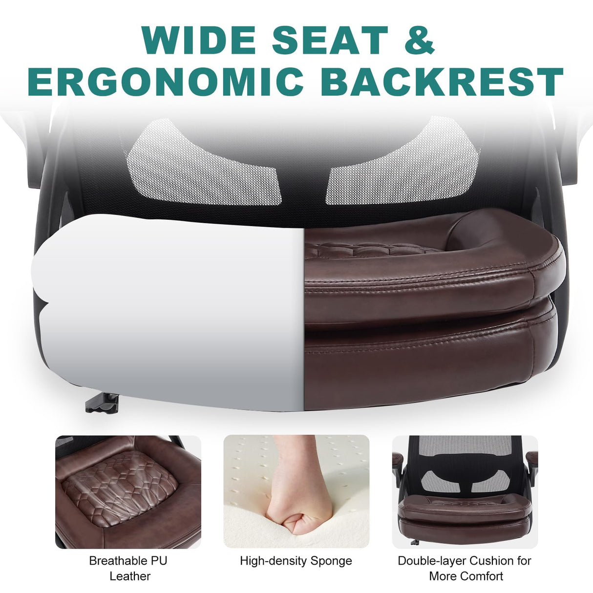 Big and Tall Office Chair - 500lbs Heavy Duty Ergonomic Desk Chair