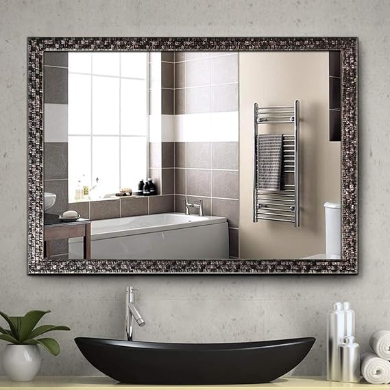 Rectangle Bathroom Wall Mirror - Silver Frame 40" x 24"