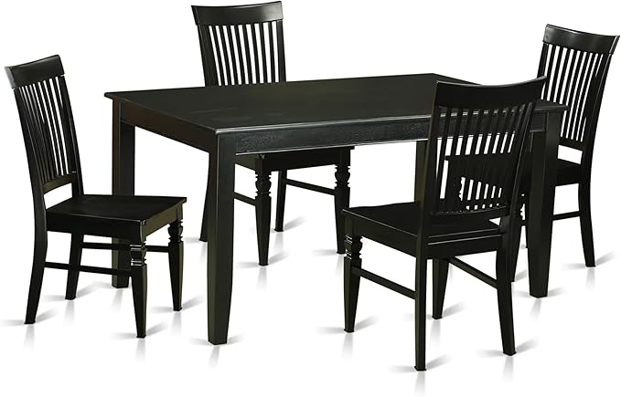 BLK-W 7 Piece Kitchen Table & Chairs Set Consist of a Rectangle Dining Room Table and 6