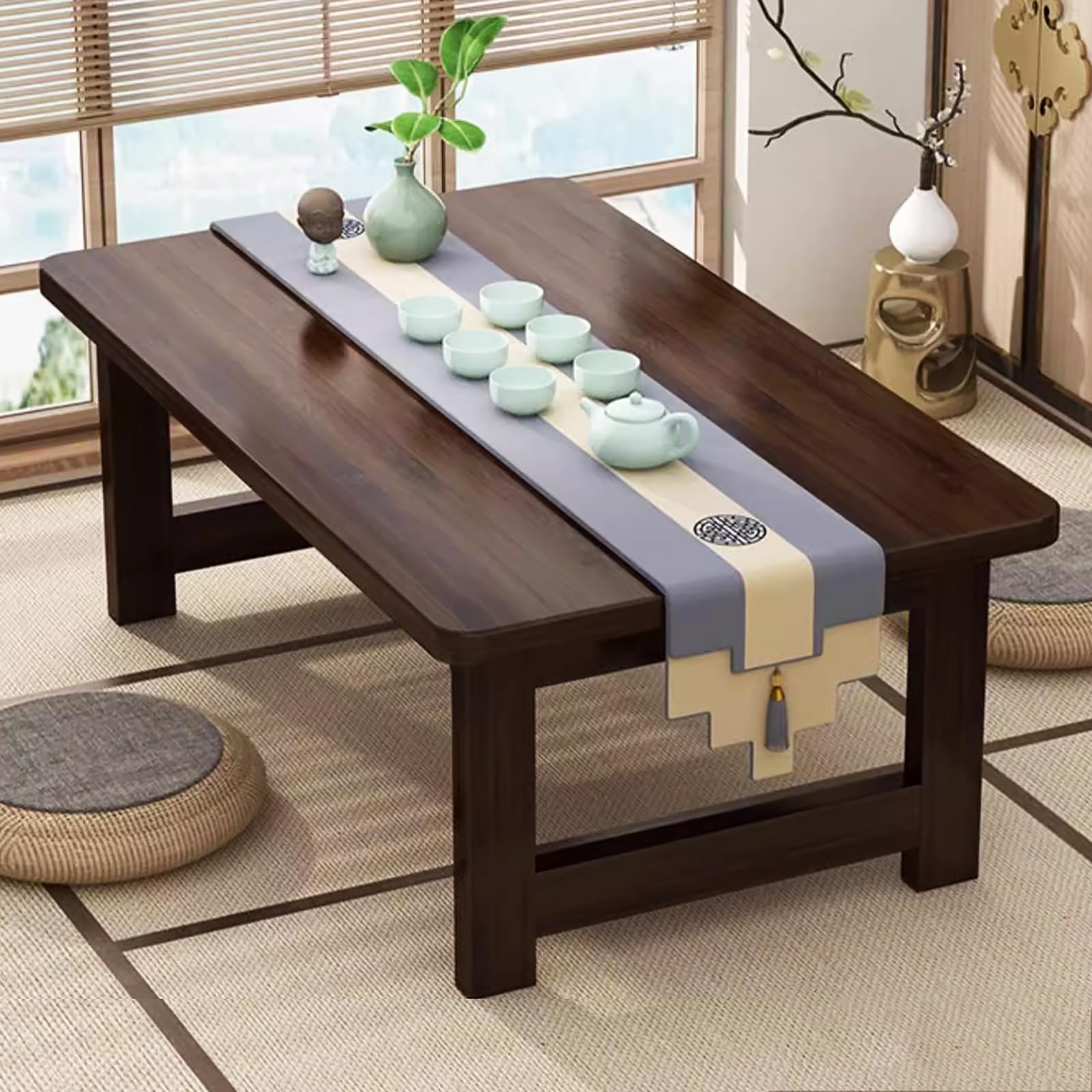 Japanese Floor Table Folding Table,Solid Wood Low Table for Sitting On The Floor