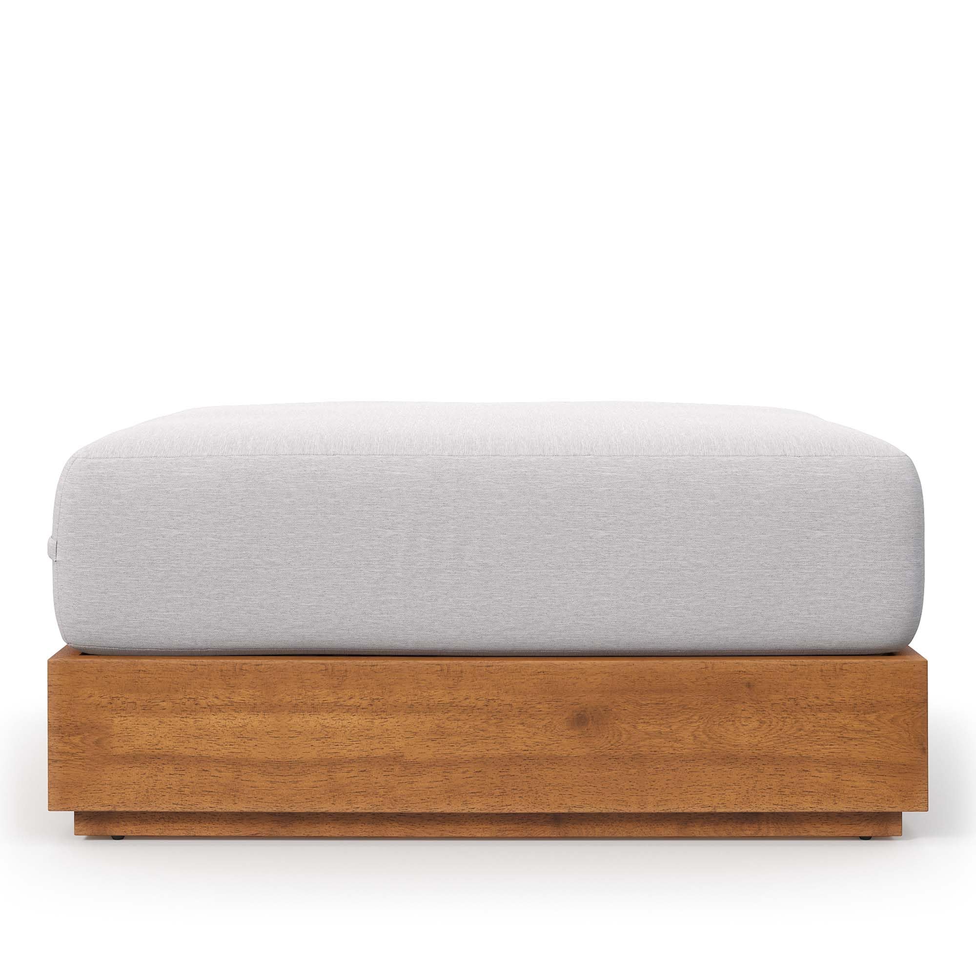 Tahoe Acacia Wood Outdoor Ottoman in Natural Light Gray