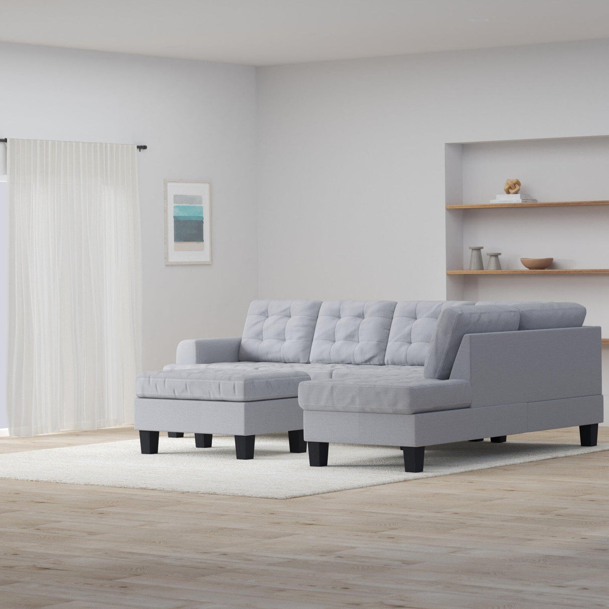 LLC 3 Piece Modern Reversible Sectional Sofa Couch