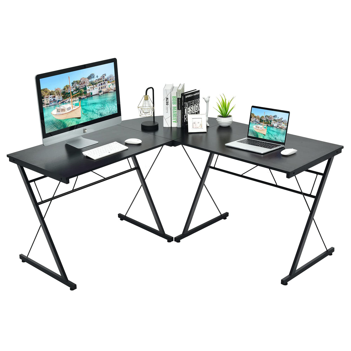 L-Shaped Gaming Desk, 59" Home Office Desk Computer Table Writing Table