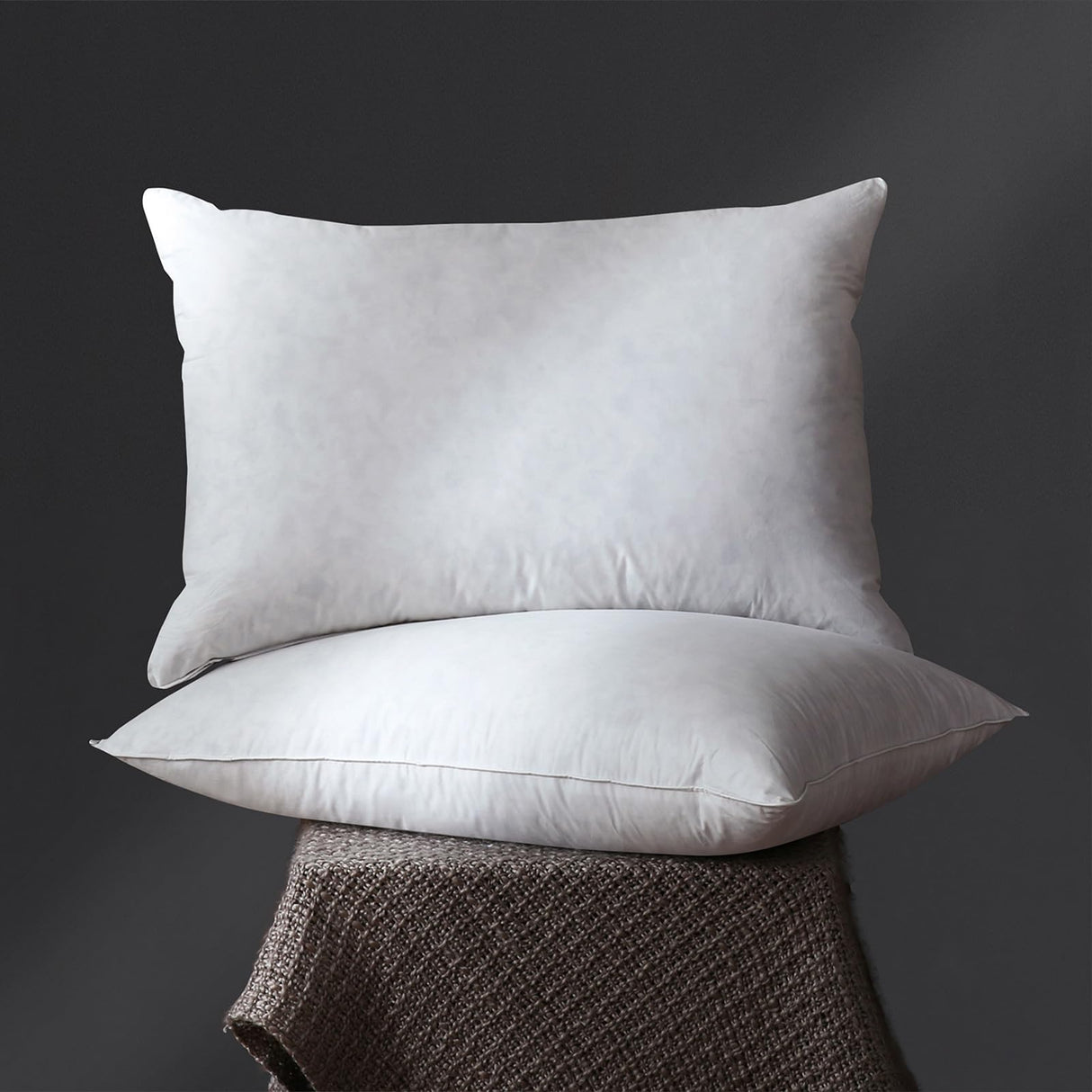 Feather Pillow Standard Queen Size Set of 2 Bed Pillows for Sleeping
