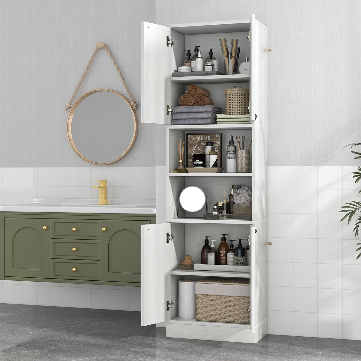 75" Tall Bathroom Storage Cabinet, Bathroom Floor Cabinet