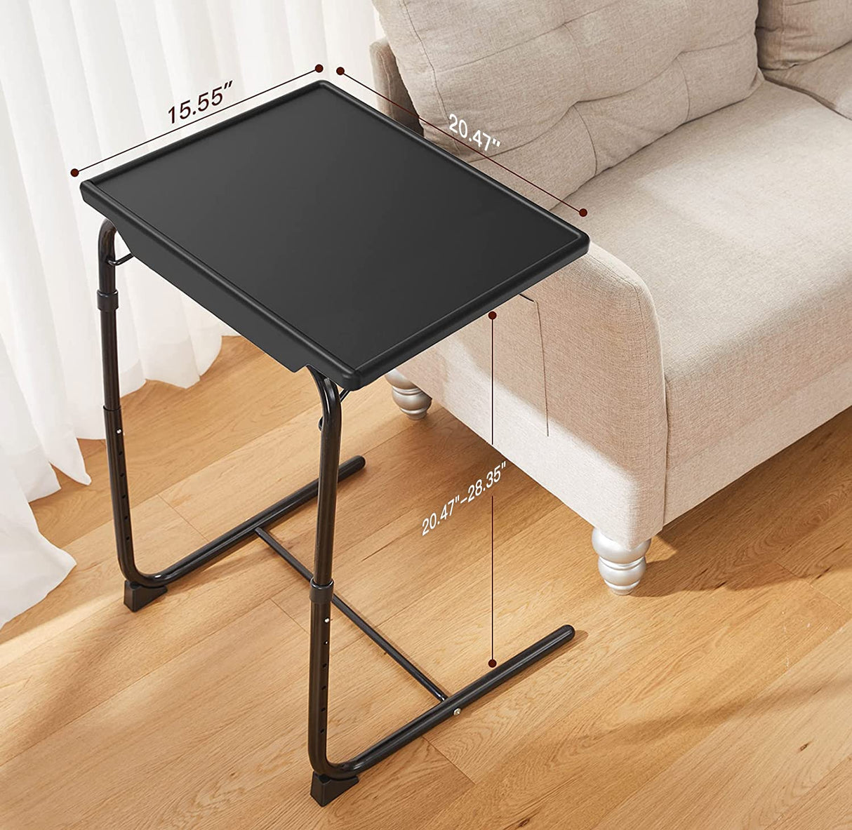 TV Tray Table - TV Dinner Tray on Bed & Sofa, Comfortable Folding Table with 6 Height & 3 Tilt Angle