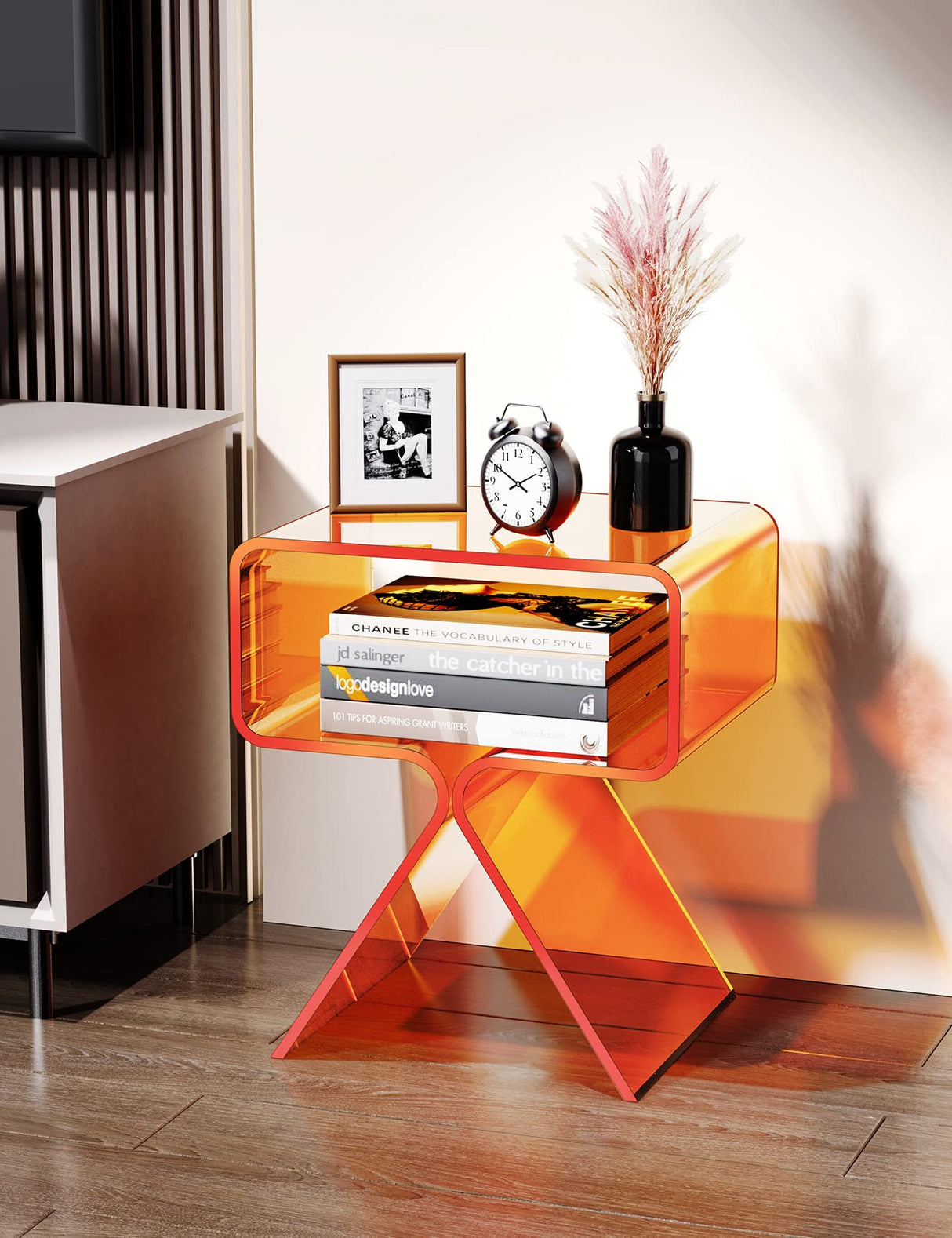 Nightstand Side Table Modern Design Clear