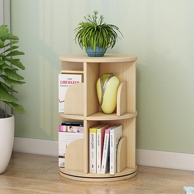 360 Display Rotating Bookshelf Tower,Rotating Bookshelf for Kids&Adults,3 Tier Rotating Stackable Shelves