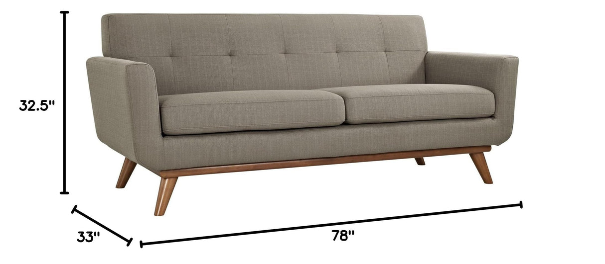 Modway Engage Mid-Century Modern Upholstered Fabric Loveseat in Granite