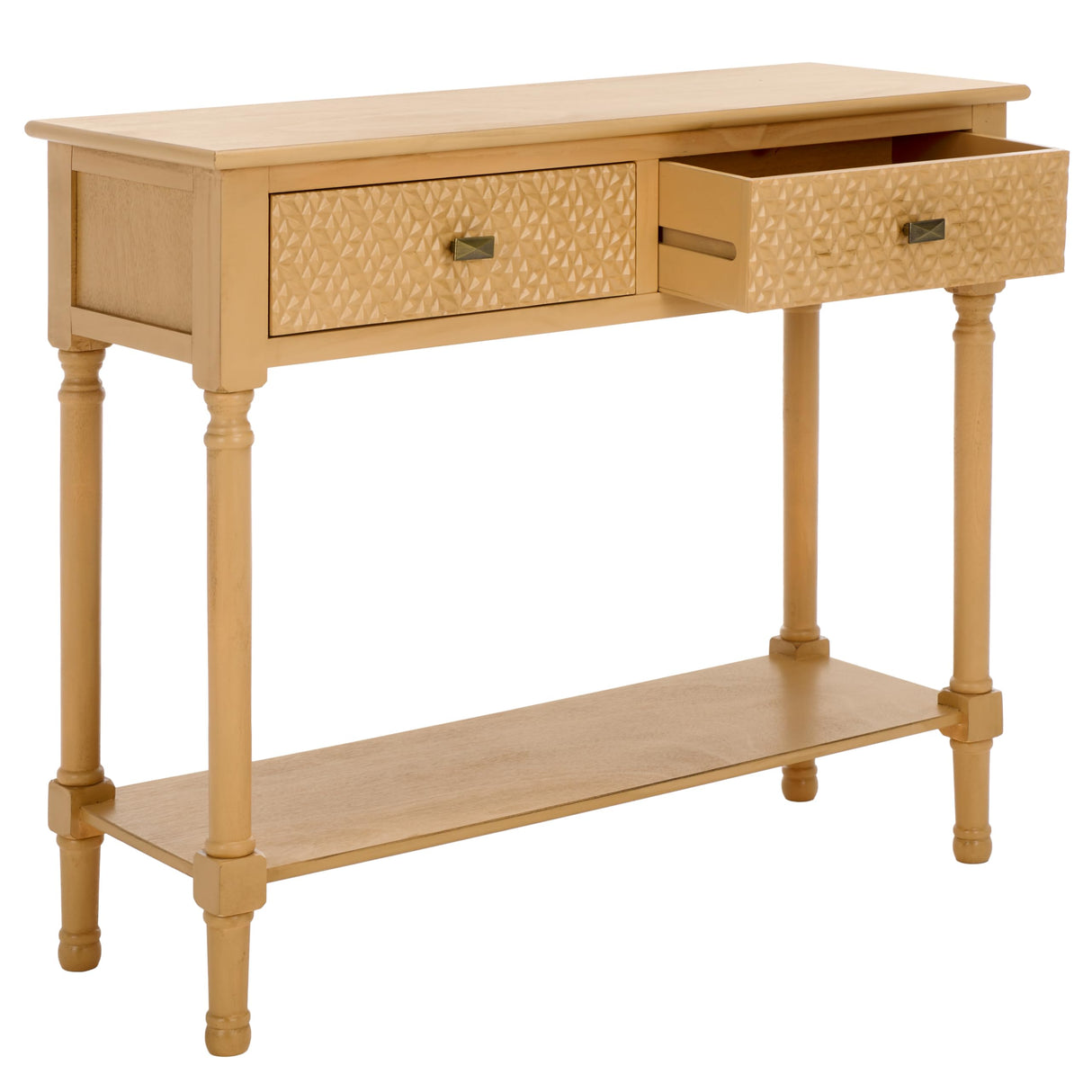 Collection Halton Camel Brown 2-Drawer Console Table for Living Room Foyer Bedroom