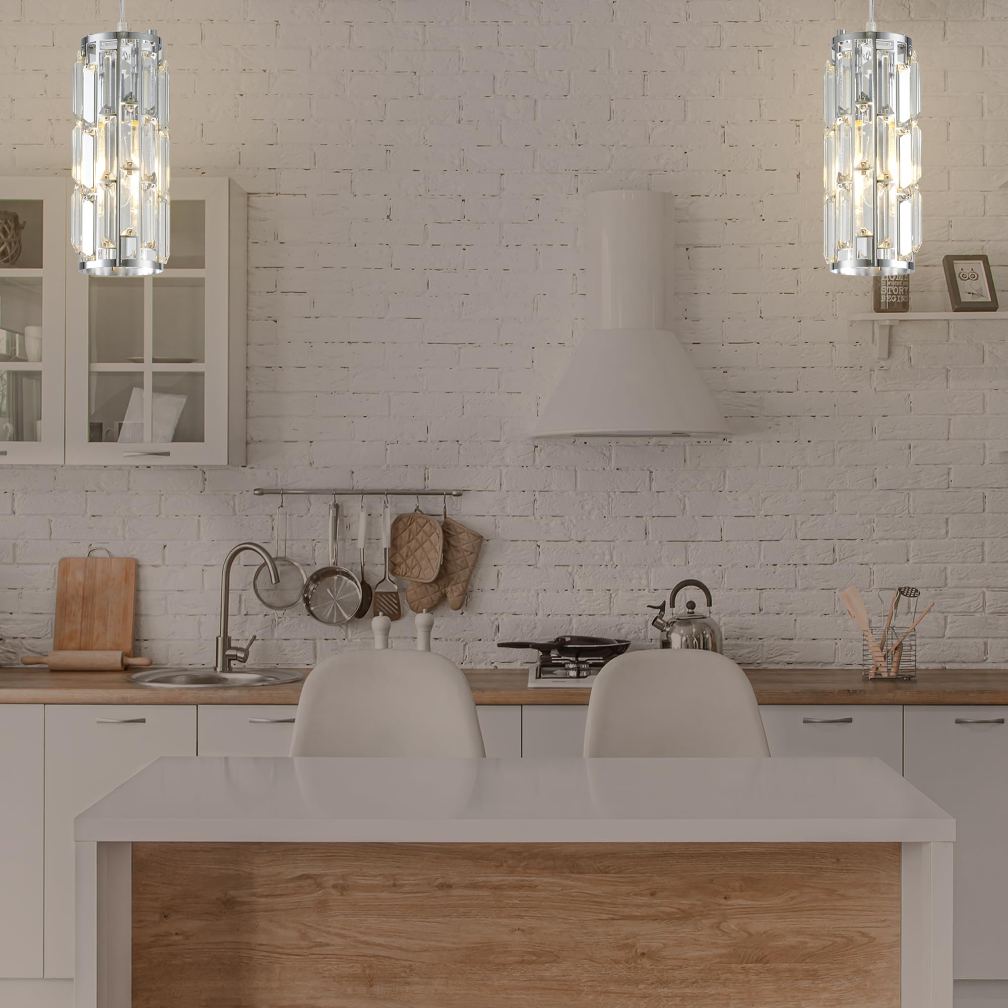 2 Pendant lamp Modern Pendant lamp, Mini Crystal Pendant lamp