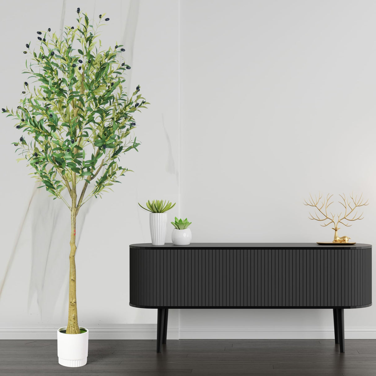 6ft Olive Tree, Olive Plant Artificial Indoor with 1296 Dense Leaves & 72 High-Simulated