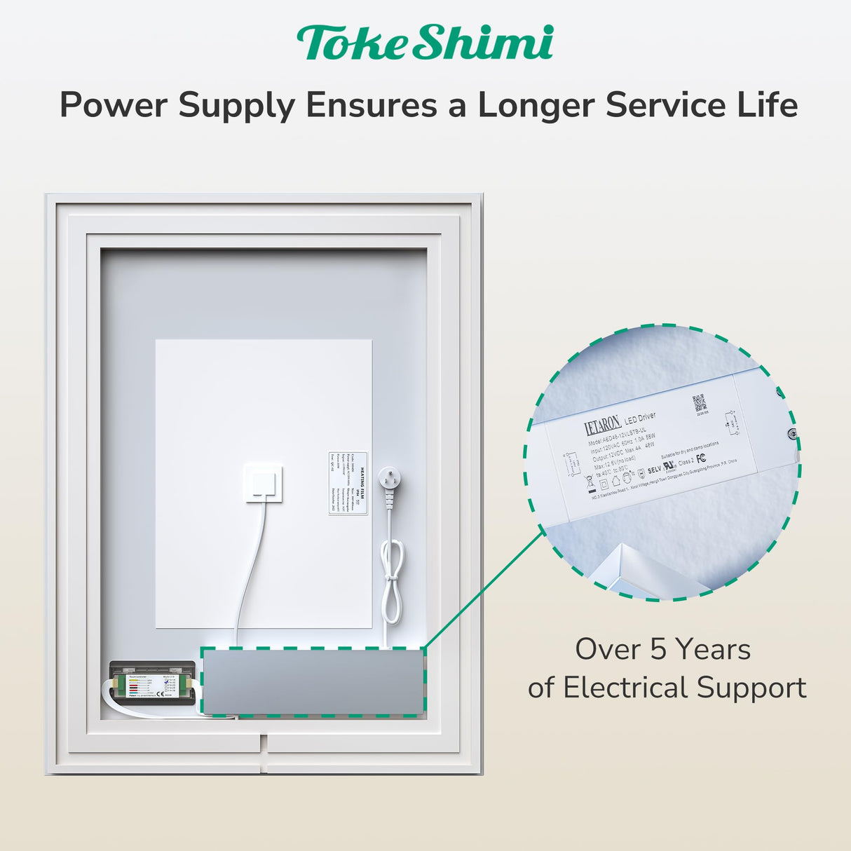 LED 48x30 Inch Frameless Front Light and Backlit Bathroom Vanity Mirror,