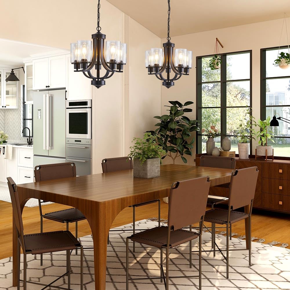 5-Light Dining Room Chandelier,Modern Small Chandeliers Black Rustic Metal