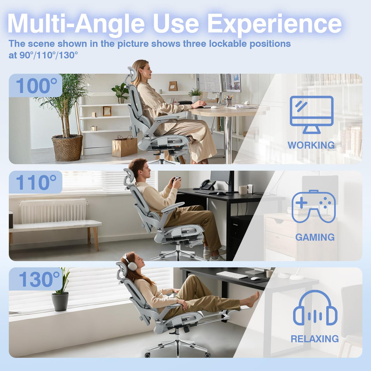 Ergonomic Mesh Office Chair with 4D Armrests and Lumbar Support