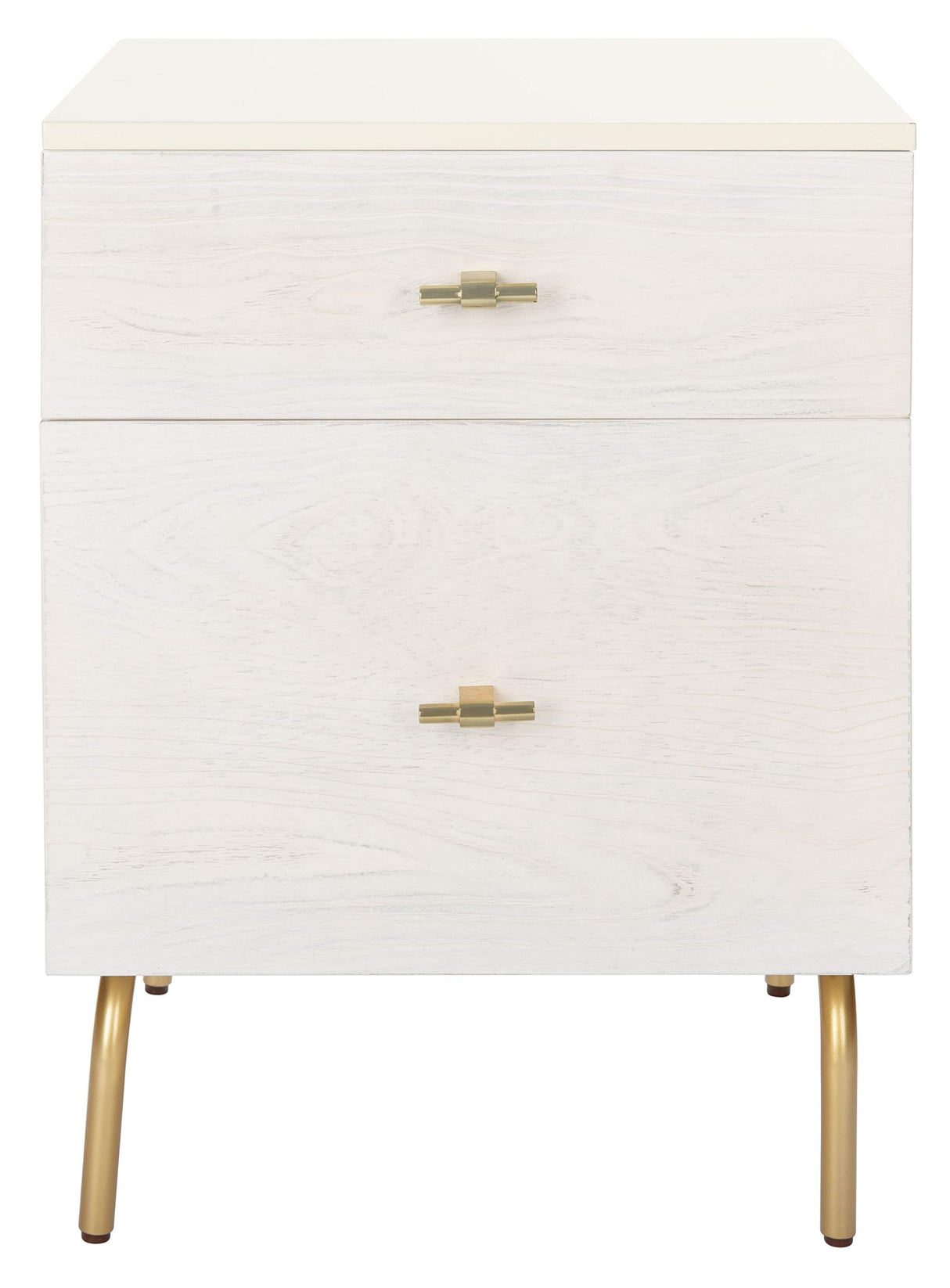Home Collection Genevieve Cream/White Washed 2-Drawer Nightstand