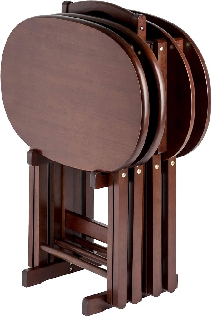 Cappuccino 5-Piece Folding Snack Table Set with X-Frame Base