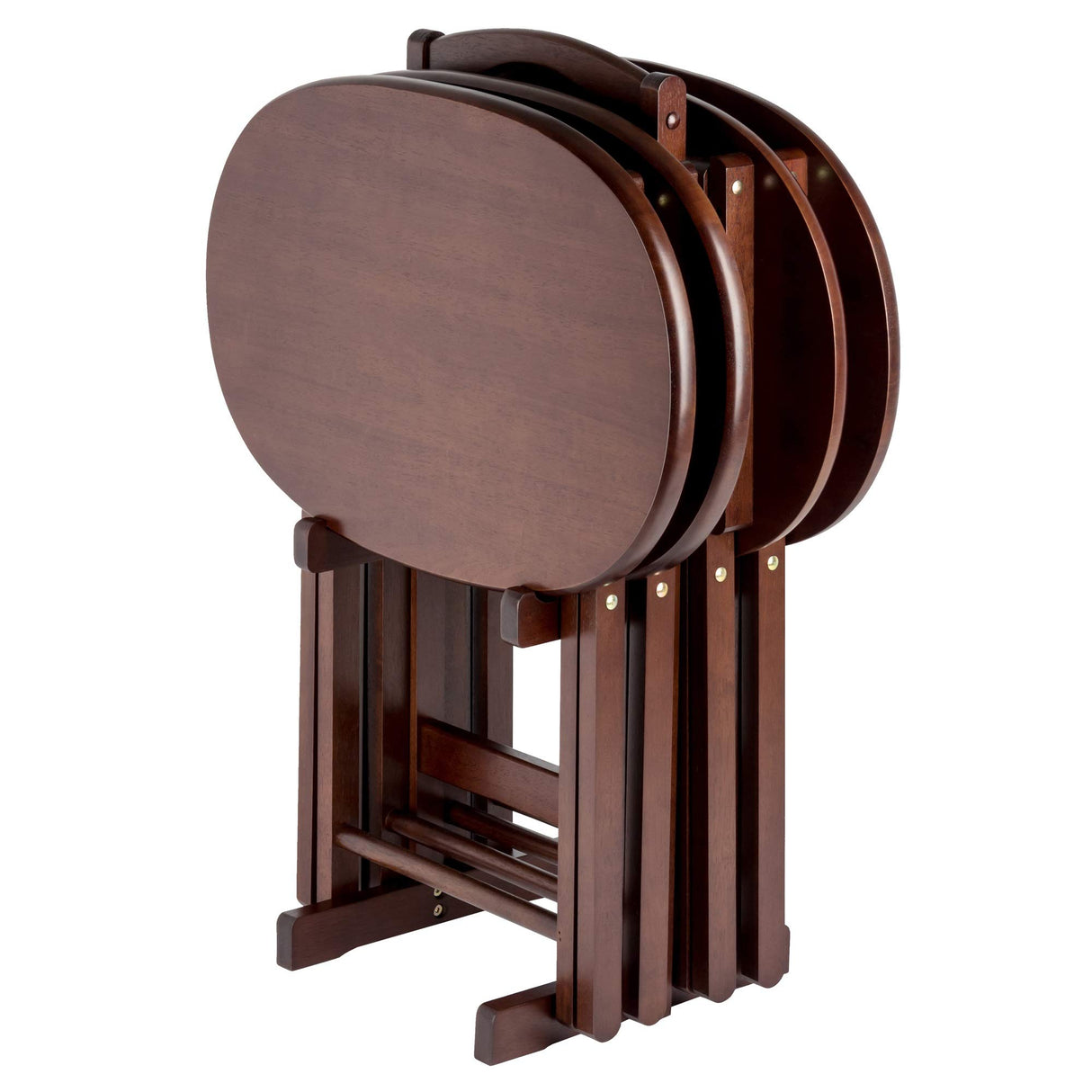 Cappuccino 5-Piece Folding Snack Table Set with X-Frame Base