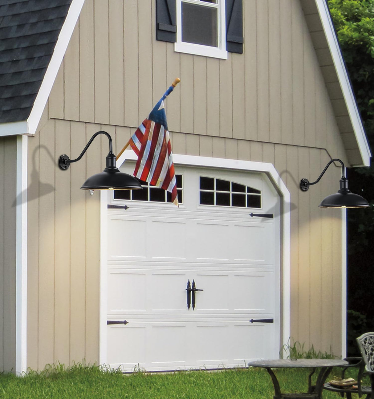 Large 18in Dusk to Dawn Outdoor Barn Lights, Classic Gooseneck Light Up The Night