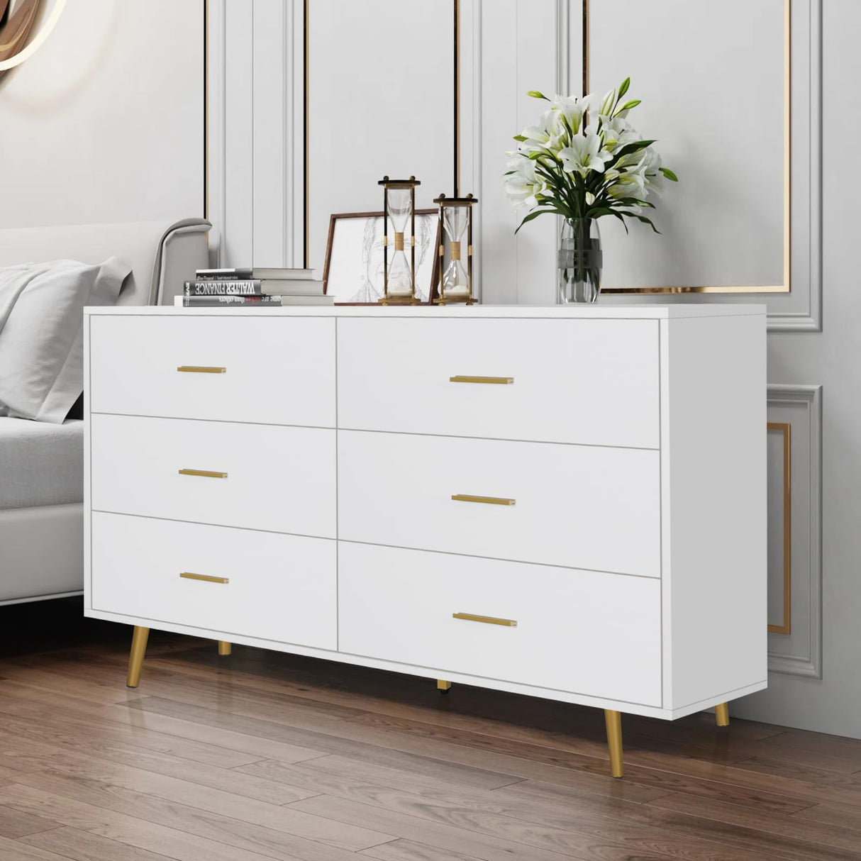 Wood Dresser for Bedroom,Wood Mid Century Modern Chests