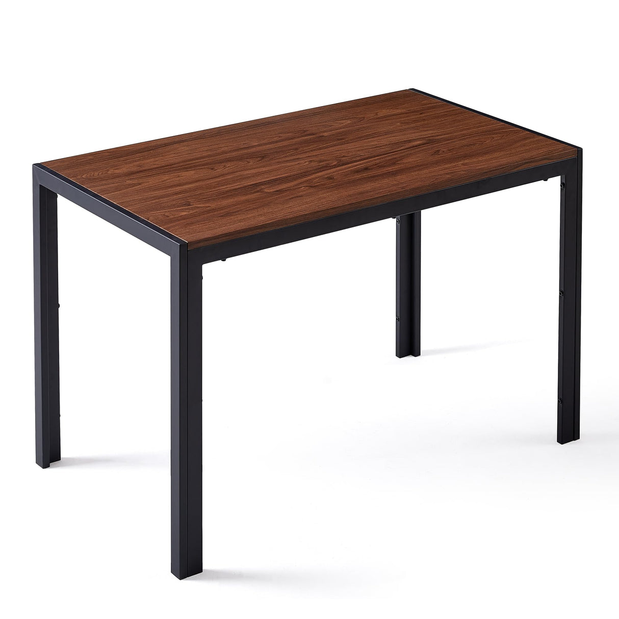 47" Dining Table, 4-Person Indoor Walnut Wood Grain Effect Table with Metal Legs