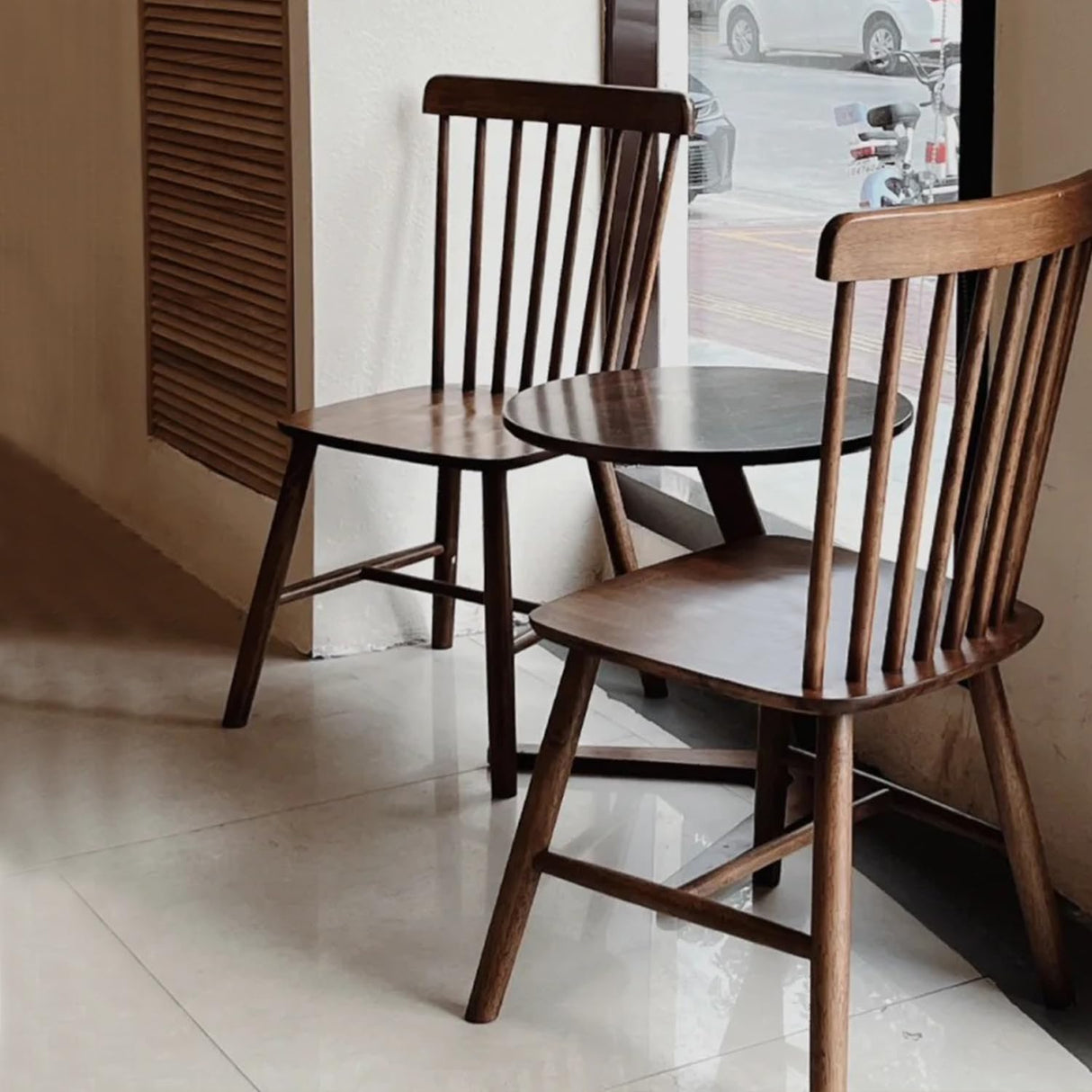 Windsor Dining Chairs Set of 4 - Solid Wood Farmhouse Spindle Back Kitchen Chairs