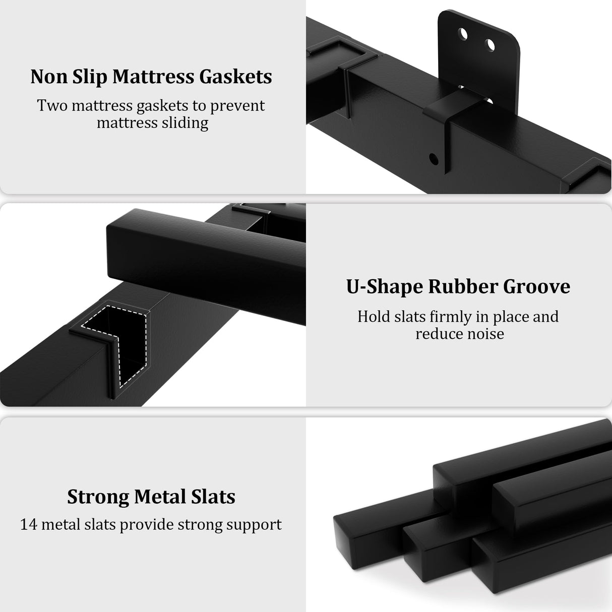 Queen Size Bed Frame with Wooden Headboard, Heavy Duty Platform Bed with 12 inches