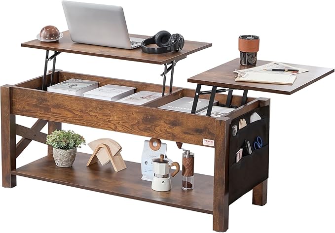 Lift Top Coffee Table, 39.4 in Rectangle Coffee Table with Extra Storage Pockets