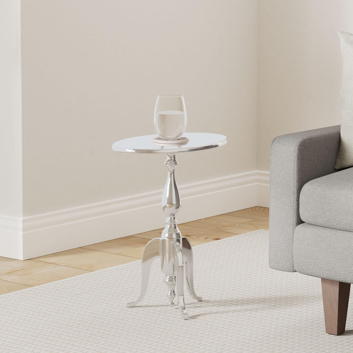 79 Aluminum Metal Side End Accent Table, 18" x 12" x 22", Gold