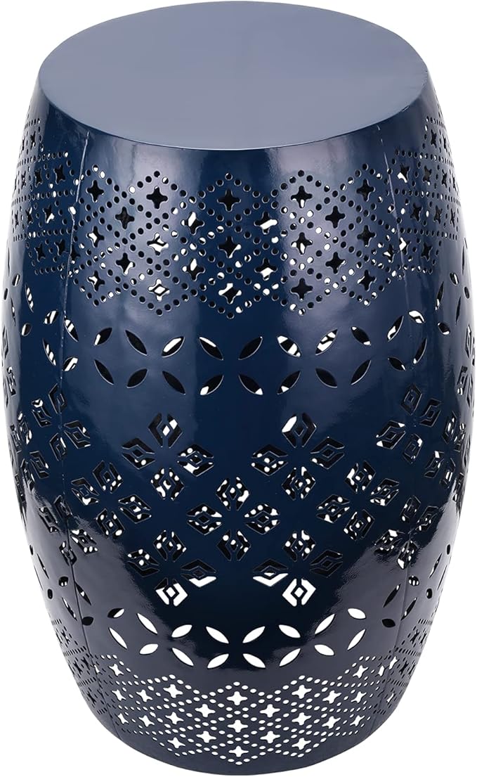 Outdoor Lace Cut Iron Side Table,Patio Garden Stool Coffee End Table Nightstand