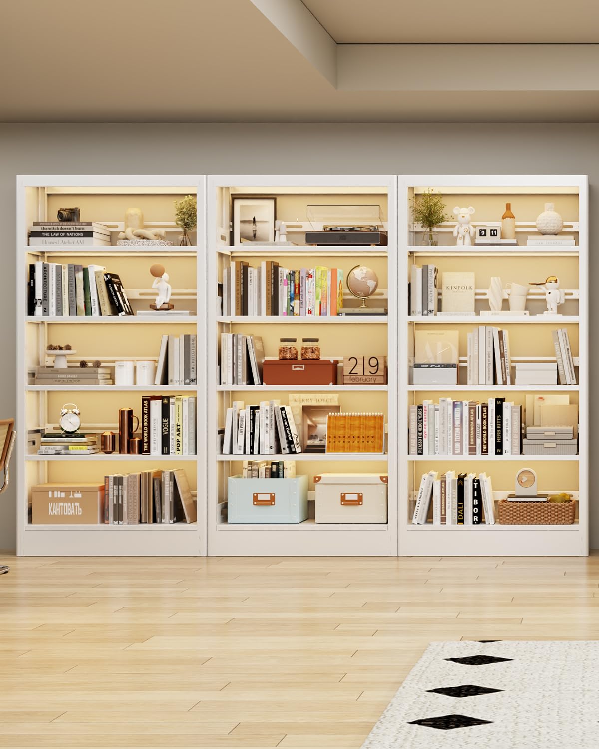 Bookcase,71" Tall Metal Bookshelf,5-Tier Open Bookshelves with Adjustable Storage Shelves