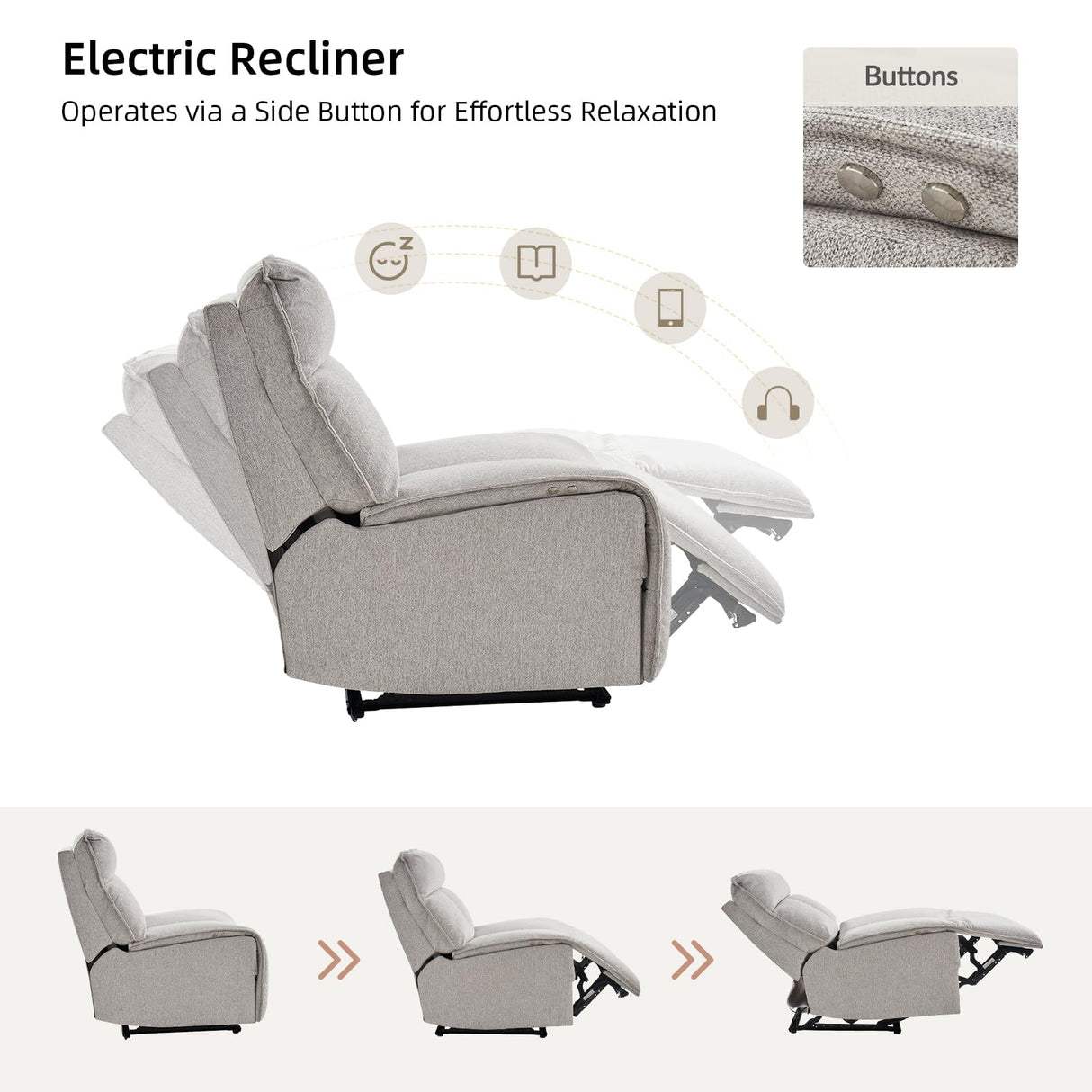 ComfortGlide Oversized Power Recliner Chair – Adjustable Backrest, Electric Recline