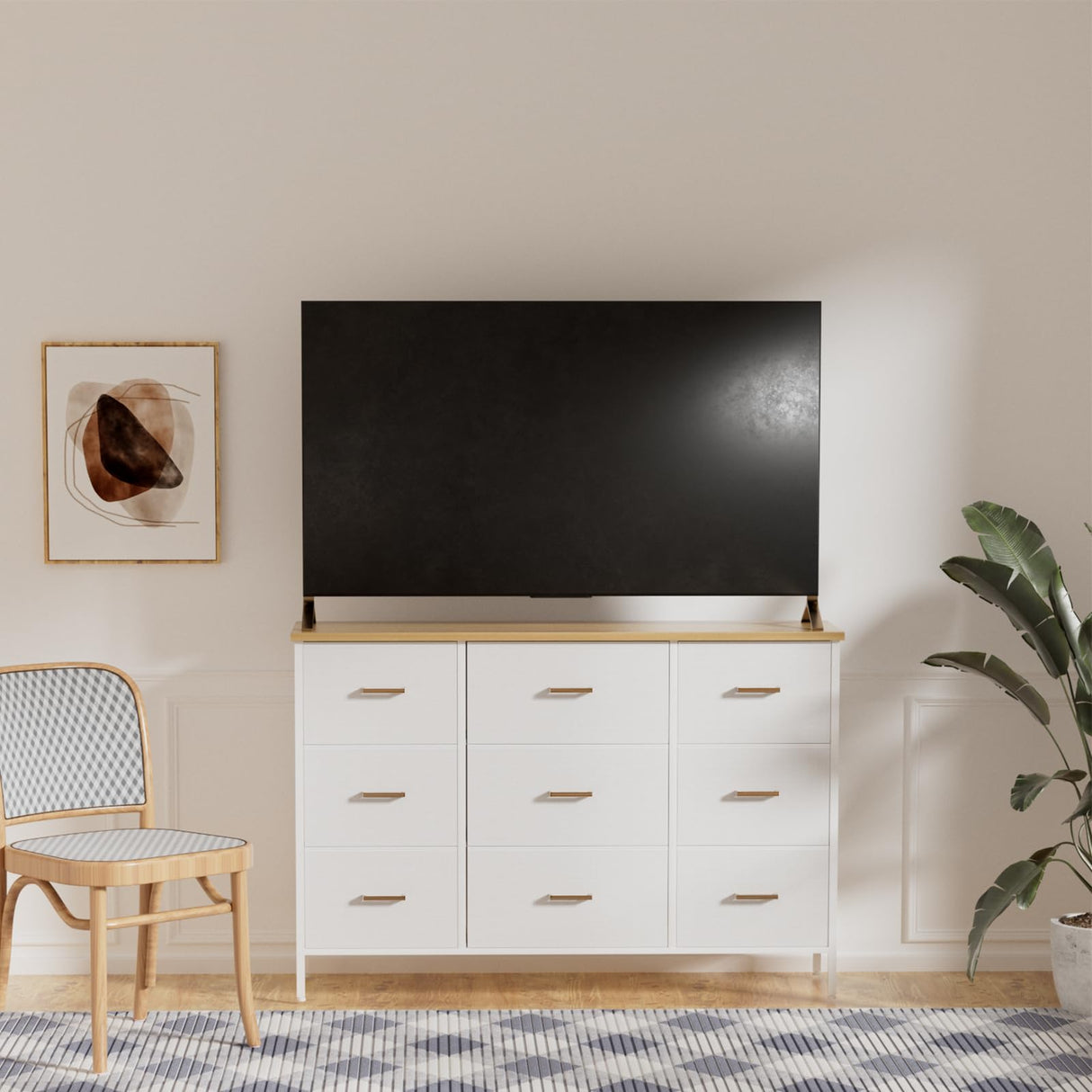 Wide TV Stand Modern TV Console, 9 Drawers Dresser