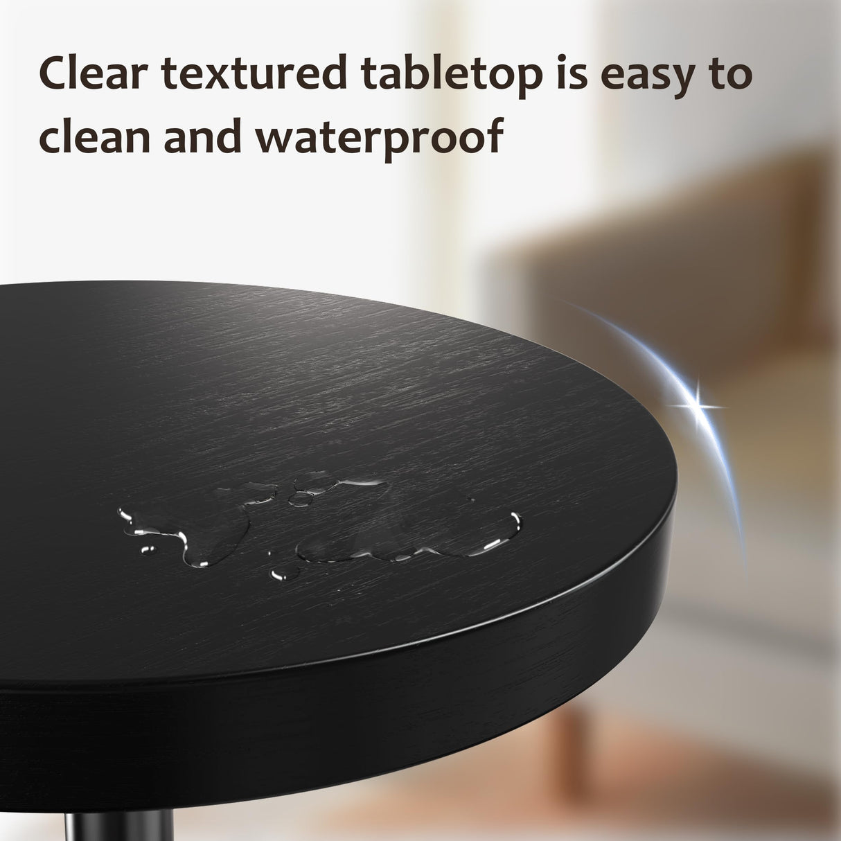 Φ9.8inch Black Round Drink Table Weighted Base End Table, Modern Pedestal