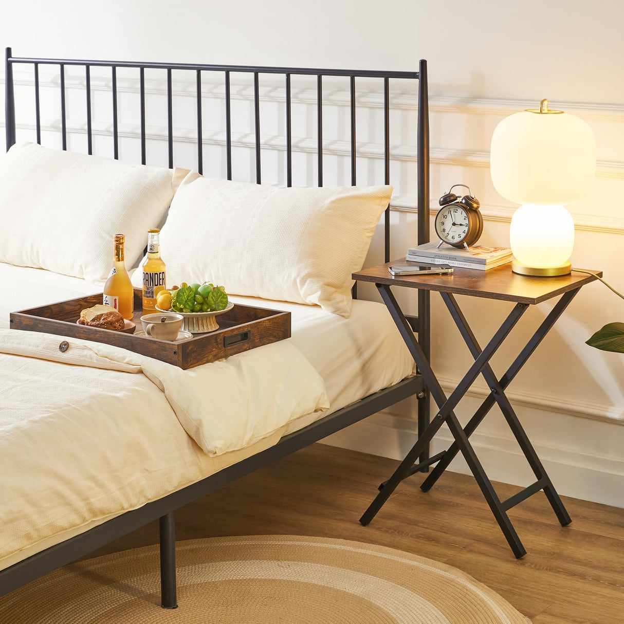 TrayNest Duo Rustic Folding TV Tray Set with Removable Serving Top