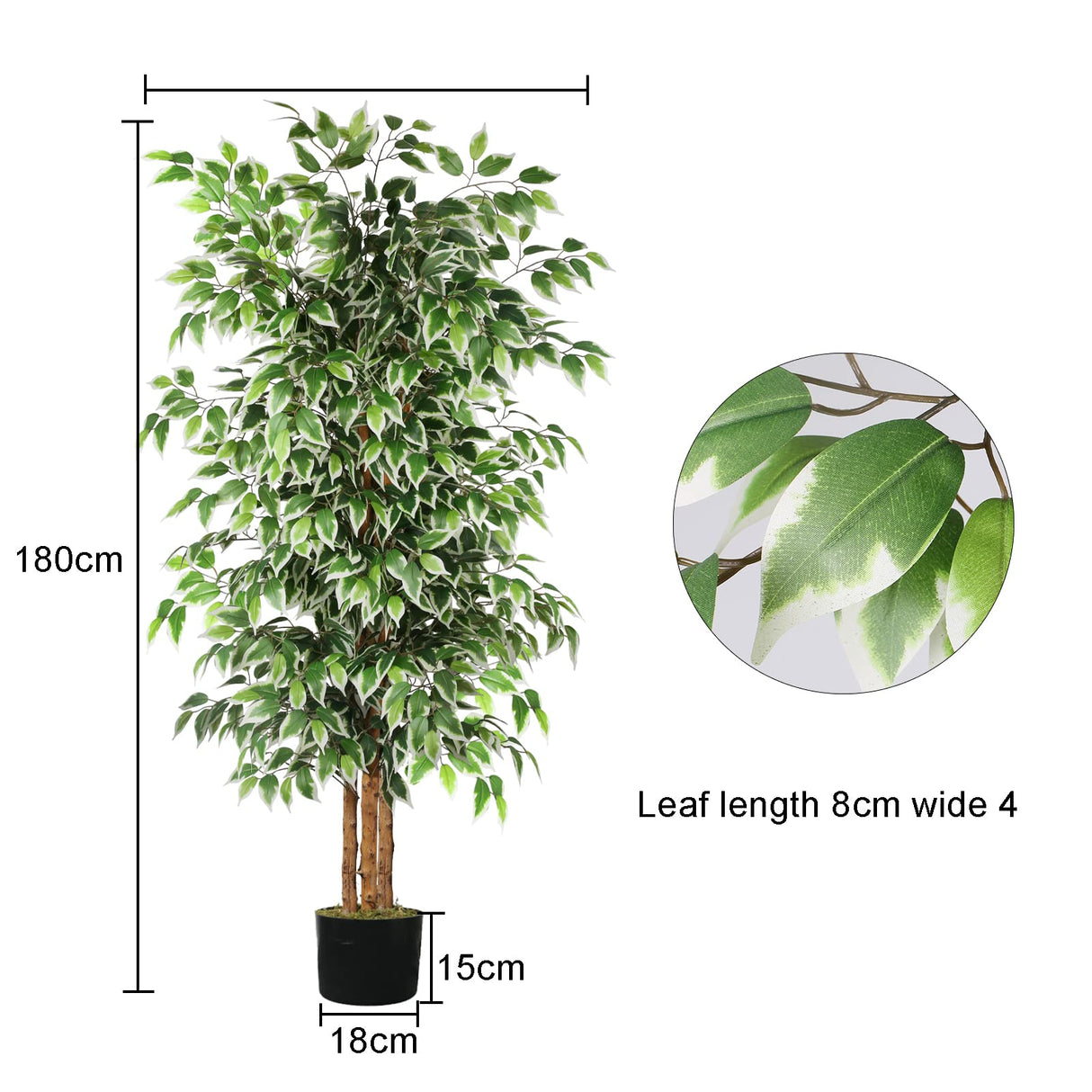6ft Artificial Tree Ficus, Tall Faux Trees Indoor with Natural Trunk