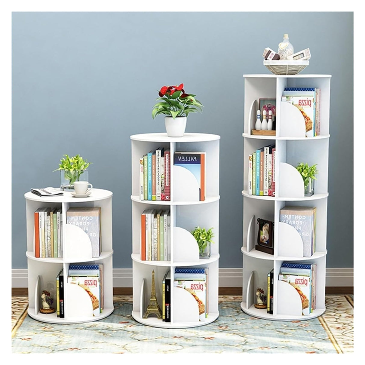 Rotating Bookshelf, Rotating Bookshelf Tower, Bookshelf 360 Degree Bookcase Table Rack