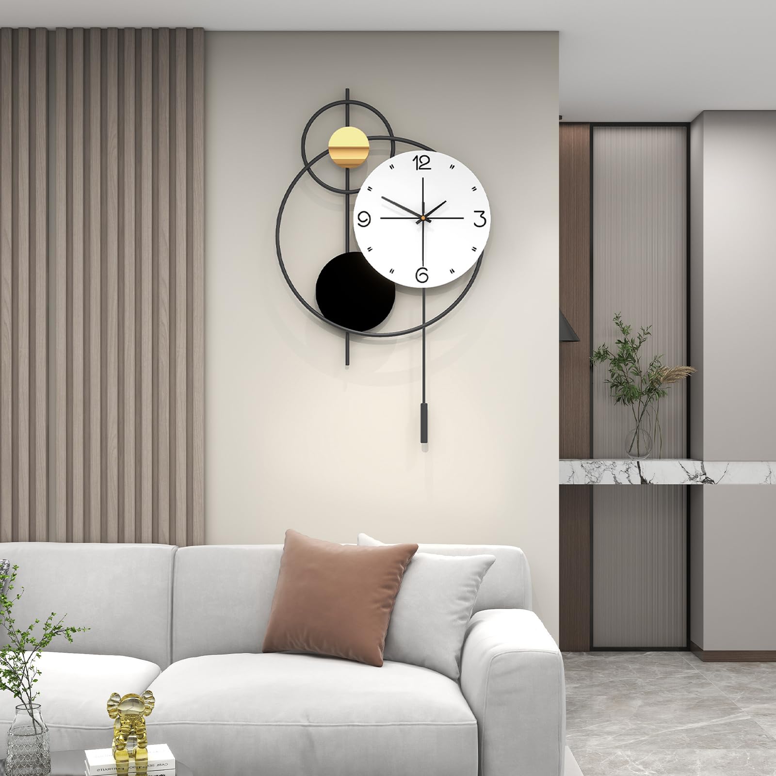 Large Wall Clock for Living Room, Modern Decorative Metal Silent Wall Clocks for Home Decor Bedroom Kitchen Office