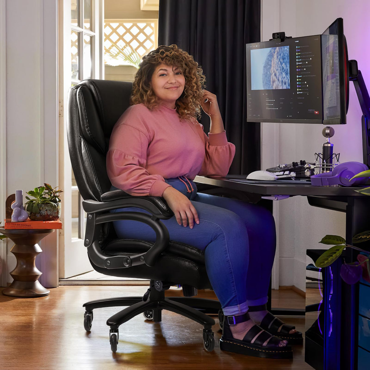 500lbs Heavy Duty Office Chair for Low Back Pain Relief, Big and Tall Office Chair with Ergonomic Lumbar Support