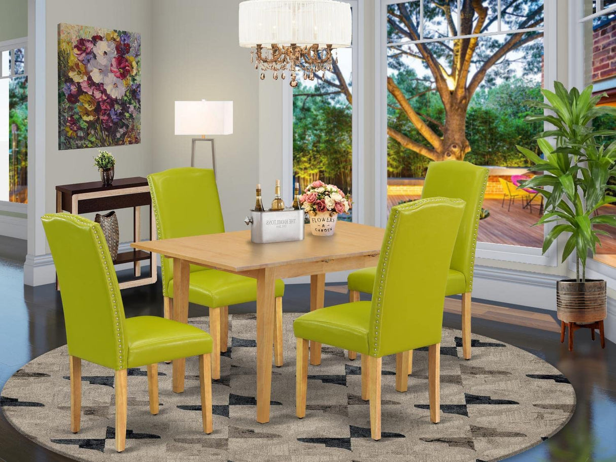 NOEN5-OAK-51 5 Piece Dinette Set Includes a Rectangle Dining Room Table with Butterfly
